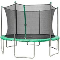 TruJump Round Trampoline and Classic 6-Pole Enclosure, Green and Blue, Sizes: 12FT & 14FT