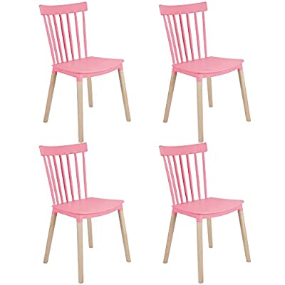 4 Set – DSW Armless Modern Plastic Chairs with Wood Legs - $68.32 ($219.99)