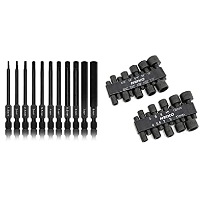 Neiko Hex Allen 11 Pc Power Bit Set + 20Pc Hex Nut Driver Set