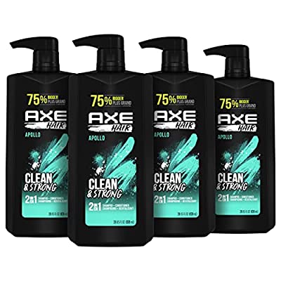 4 Ct AXE 2-in-1 Shampoo and Conditioner, Apollo Wash and Care Sage and Cedarwood, 28 oz