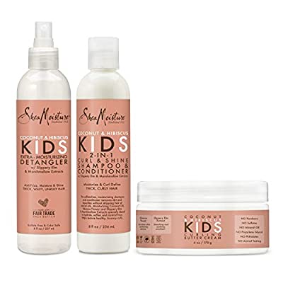 3 Ct SheaMoisture Kids Shampoo and Conditioner, Coconut and Hibiscus, Sulfate Free