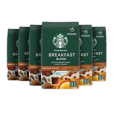 6 Bags Starbucks Ground Coffee, Medium Roast, Breakfast Blend