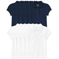 10 Pack The Children’s Place Girls’ Short Sleeve Ruffle Pique Polo