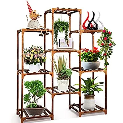 50% off - Expired:&nbsp;9-Tier Wood Plant Shelf for Indoor or Outdoor