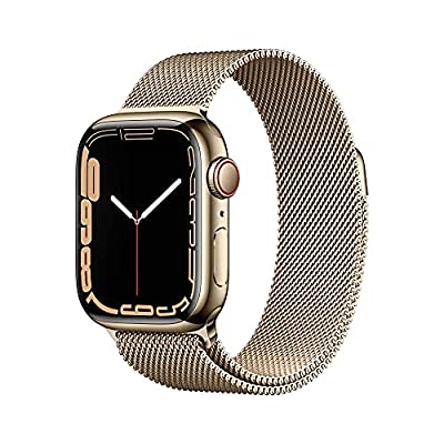 Apple Watch Series 7 [GPS + Cellular 41mm] w/ Gold Stainless Steel Case with Gold Milanese Loop
