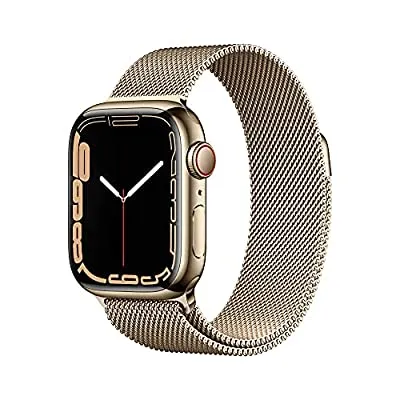 Apple Watch Series 7 [GPS + Cellular 41mm] w/ Gold Stainless Steel Case with Gold Milanese Loop