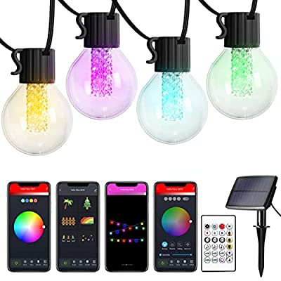 50ft Solar String Lights Outdoor Waterproof, w/ APP & Remote Control