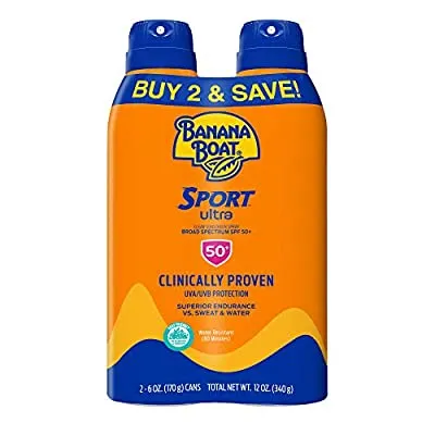 4 Qty Banana Boat Sport Ultra Sunscreen Spray, SPF 50, 6oz