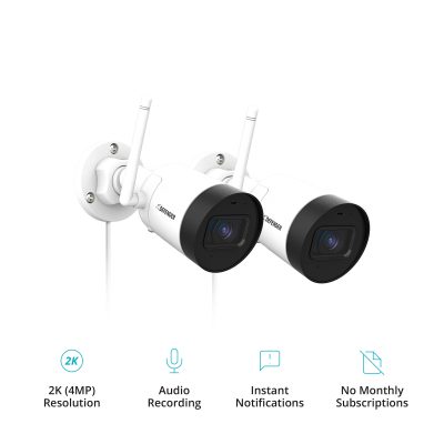 2 Pack Defender Guard 2K Wi-Fi Security Camera with 16GB SD card