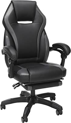 OFM Reclining Gaming Chair with Footrest, Bonded Leather