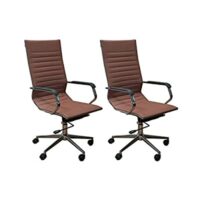 2 Set ErgoMax Ergonomic Height Adjustable, High Back Leather Chairs w/Armrests