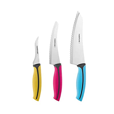 3 Pcs Farberware Precise Slice Soft Grip Chef Knife Set