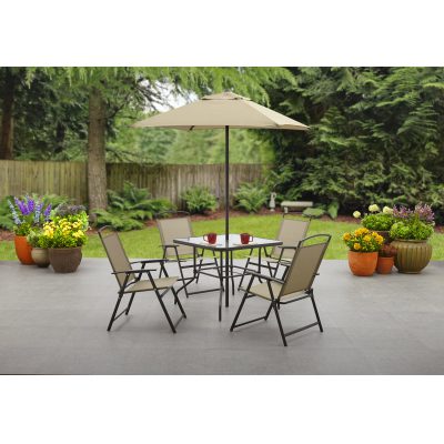 Mainstays Albany Lane 6 Piece Outdoor Patio Dining Set, Tan - $89 ($124)