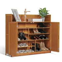 5 Tier Bamboo Shoe Cabinet with Doors