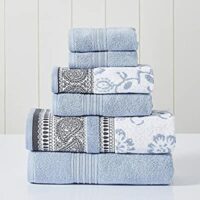 Modern Threads 6-Piece Yarn Dyed Jacquard/Solid Towel Set