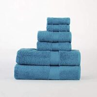 6 Pcs Superior Organic Cotton Solid Towel Set, Turquoise