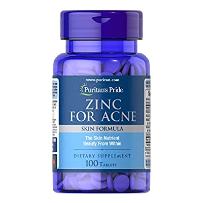 Zinc for Acne by Puritan’s Pride, Skin Formula, 100 tablets