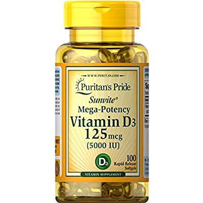 100 Ct Puritans Pride Vitamin D3 Mega Potency 5000 IU