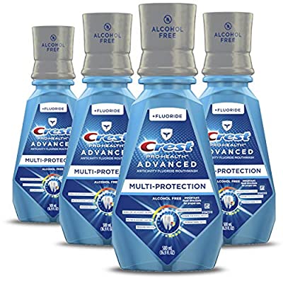 4 Pack Crest Pro Health Advanced Extra Deep Clean Mouthwash, Fresh Mint, 16.9 Fl Oz - $8.38 ($27.98)