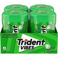 4 Bottles Trident Vibes Spearmint Rush Sugar Free Gum (total 160 ct)