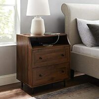 Walker Edison Florence 2 Drawer Open Top Side Table with USB Port