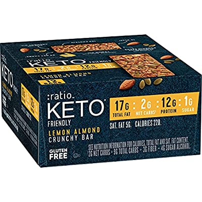 12 Ct :ratio KETO friendly Lemon Almond Crunchy Bar, 1.45 oz