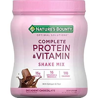 Nature’s Bounty Complete Protein & Vitamin Shake Mix with Collagen & Fiber, 1 lb