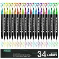Expired:&nbsp;34 Colors Dual Tip Brush Marker Pen Set