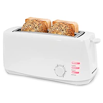 Elite Gourmet Extra Wide & Long Slot 4 Slice Toaster