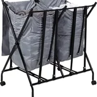 Honey-Can-Do Foldable 2 Bag Laundry Sorter on Wheels with Lid