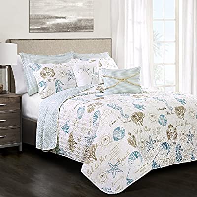 Lush Decor 7 Piece Harbor Life Quilt Set, King, Blue & Taupe - $23.99 ($280)