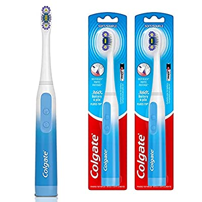 2 Pack Colgate 360 Floss Tip Sonic Powered Battery Toothbrush