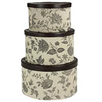 3 Pc Household Essentials Hat Box Set with Faux Leather Lids