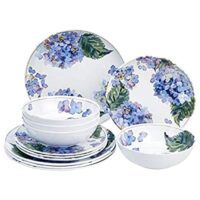 12 Set Amazon Basics Melamine Dinnerware Set, Blue Floral