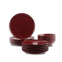 18-Pc Amazon Basics Stoneware Dinnerware Set – Cranberry