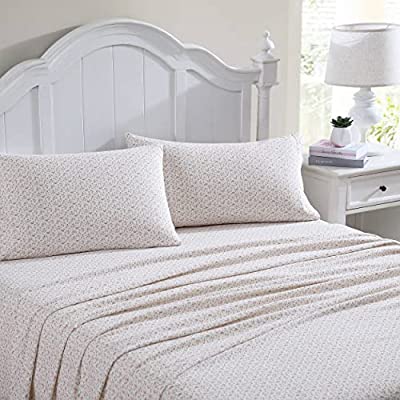 4 Pc Laura Ashley Home – Cotton Flannel Bedding Set, (Evie Pink, King) - $21.99 ($89.00)