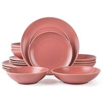 16 Pc Arora RINGAR Stoneware Double Bowl Dinnerware Set