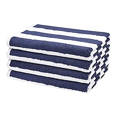 4 Pack Amazon Basics Cabana Stripe Beach Towel, Blue
