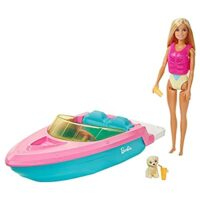 Barbie Doll and Boat Playset with Pet Puppy