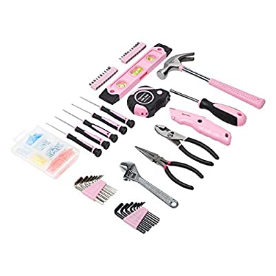 Amazon Basics Household Tool Set with Tool Storage Box, Pink - $18.00 ($39.99)