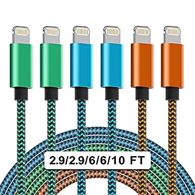 6 Pack MFI certified Lightning Cable, 2.9/2.9/6/6/10/10 FT - $6.59 ($30)