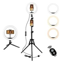10 Inch Selfie Ring Light with 60″ Extendable Tripod