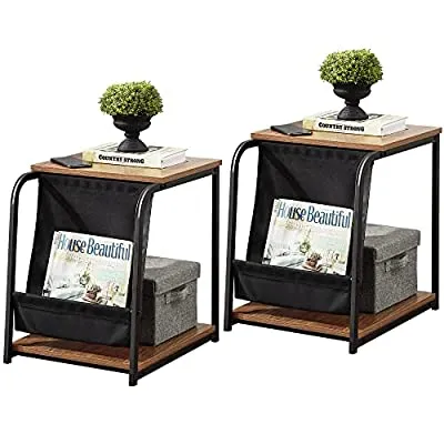2 Pack Vintage Nightstand Set with Storage Drawer