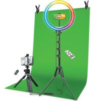 Bower Content Creator Kit w/ 16-inch RGB Ring Light, 62″ Tripod