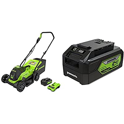 Greenworks 24V 13″ Brushless Push Lawn Mower w/ 2 4.0Ah Batteries, Charger