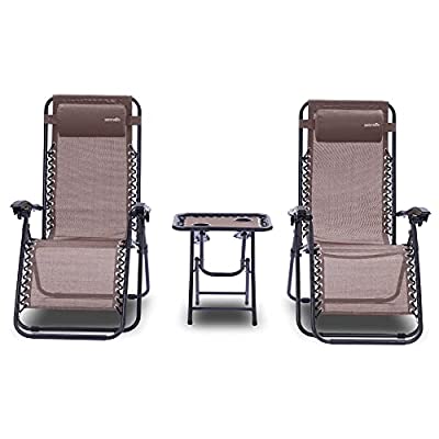 SereneLife Zero Gravity Lounge Chair Set, Brown
