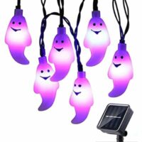 21 Ft Halloween Solar String LED Lights, Purple Ghost