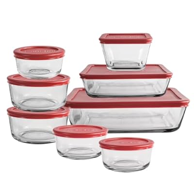 16 Pc Anchor Hocking SnugFit Glass Food Storage Containers