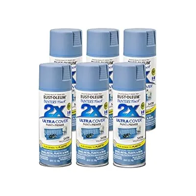 6 Pack Rust-Oleum Spray Paint, 12 oz, Satin Wildflower Blue