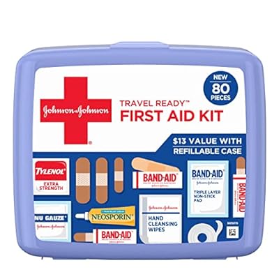 80 Ct Band-Aid Travel Ready Portable Emergency First Aid Kit